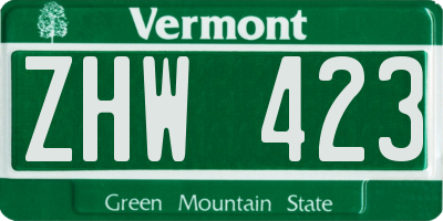 VT license plate ZHW423