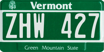 VT license plate ZHW427