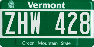 VT license plate ZHW428