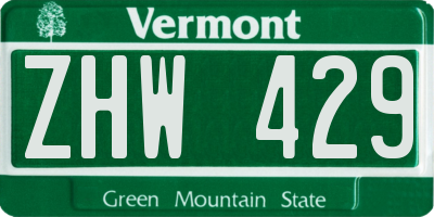 VT license plate ZHW429