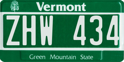 VT license plate ZHW434