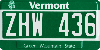 VT license plate ZHW436