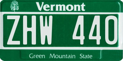 VT license plate ZHW440