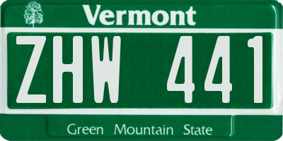 VT license plate ZHW441
