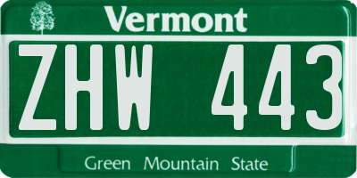 VT license plate ZHW443