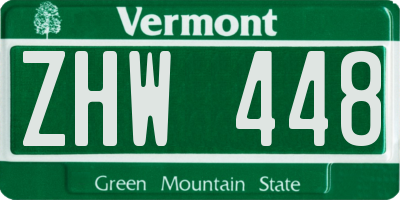VT license plate ZHW448