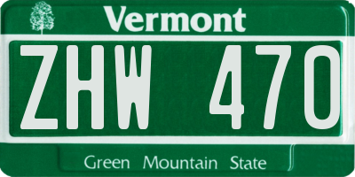 VT license plate ZHW470