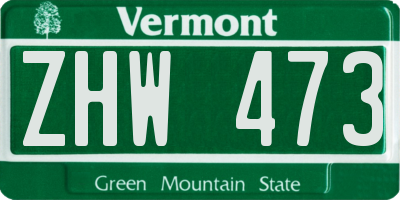 VT license plate ZHW473