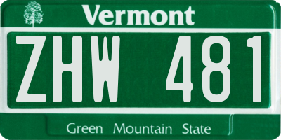 VT license plate ZHW481