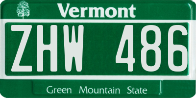 VT license plate ZHW486