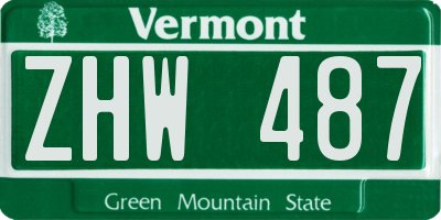 VT license plate ZHW487