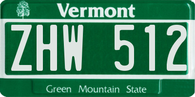 VT license plate ZHW512