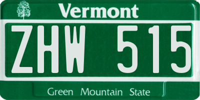 VT license plate ZHW515