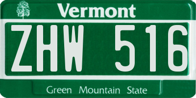 VT license plate ZHW516