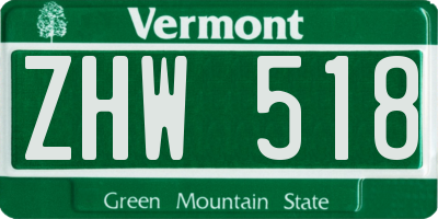 VT license plate ZHW518