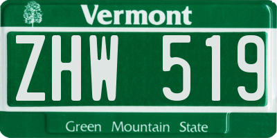 VT license plate ZHW519