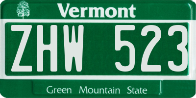 VT license plate ZHW523