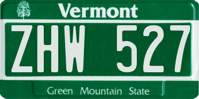 VT license plate ZHW527