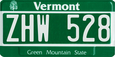 VT license plate ZHW528
