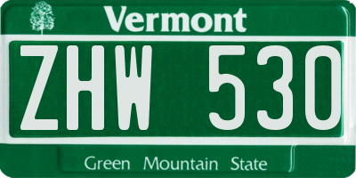 VT license plate ZHW530