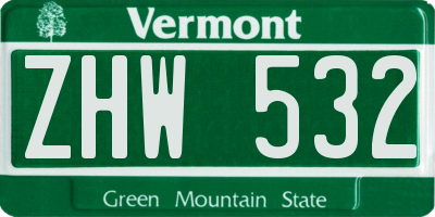 VT license plate ZHW532