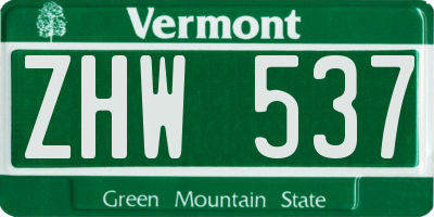 VT license plate ZHW537