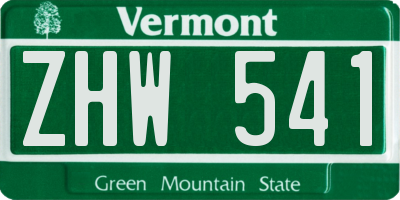 VT license plate ZHW541