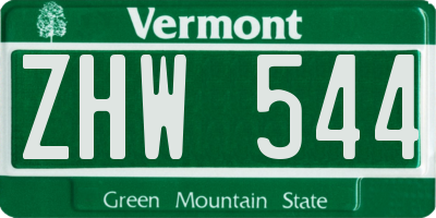 VT license plate ZHW544
