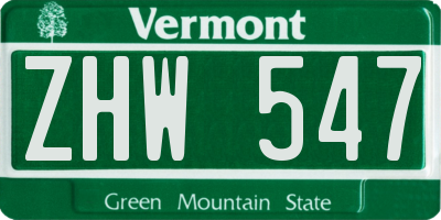VT license plate ZHW547