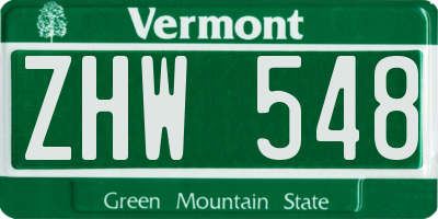 VT license plate ZHW548