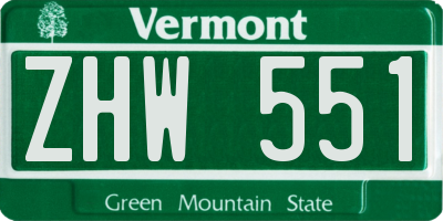 VT license plate ZHW551