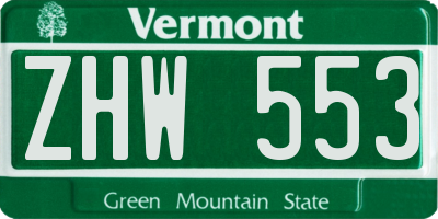 VT license plate ZHW553