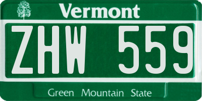 VT license plate ZHW559