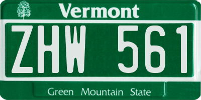 VT license plate ZHW561