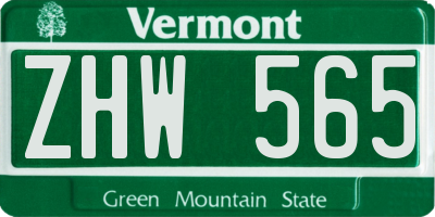 VT license plate ZHW565