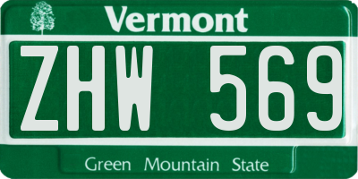 VT license plate ZHW569