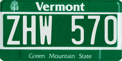 VT license plate ZHW570