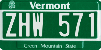 VT license plate ZHW571