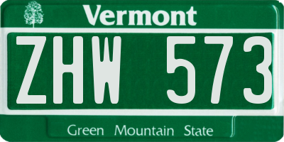 VT license plate ZHW573