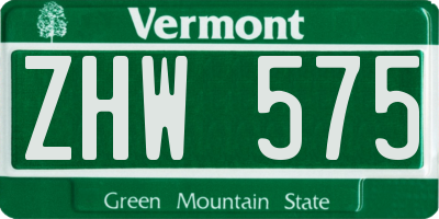 VT license plate ZHW575