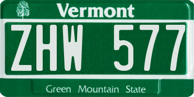 VT license plate ZHW577