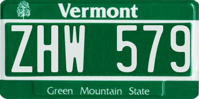 VT license plate ZHW579