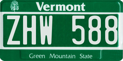 VT license plate ZHW588