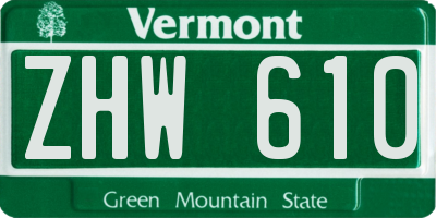 VT license plate ZHW610
