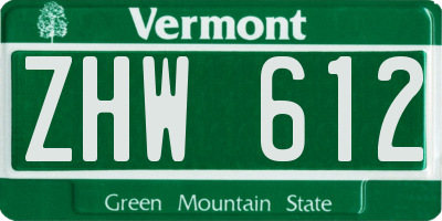 VT license plate ZHW612