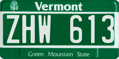 VT license plate ZHW613