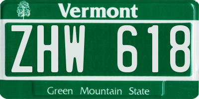 VT license plate ZHW618