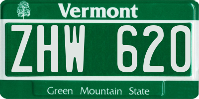 VT license plate ZHW620