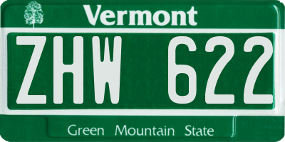 VT license plate ZHW622
