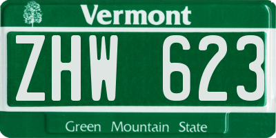 VT license plate ZHW623